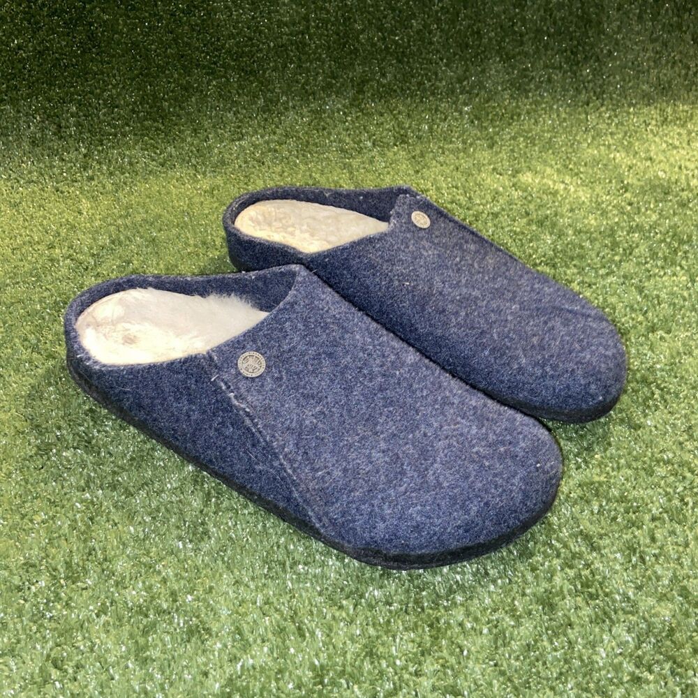 Birkenstock Zermatt Blue Shearling Lamb Fur Slippers Men’s 9.5/42 Women’s 11